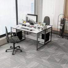 Office Computer Desk With Storage Shelf - White - View 3