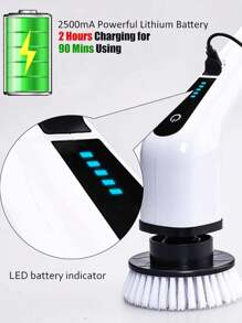 Adjustable Cleaning Brush Window Bathroom Kitchen Tool 3 In 1 Rechargeable - 白色 - 查看 3