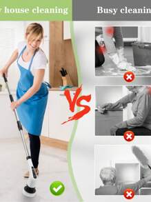 Adjustable Cleaning Brush Window Bathroom Kitchen Tool 3 In 1 Rechargeable - 白色 - 查看 9