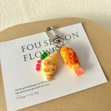 1pc Simulated Mini Burger, Fried Chicken & Sandwich Keychain, Cute & Weird Food Accessory Styles Include Fries, Baked Wings And Bag Pendant Decor - Multicolor - View 8