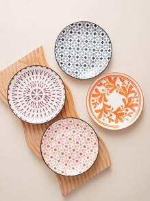 2 件陶瓷图案圆形盘子，北欧现代奢华，适用于微波炉、洗碗机、烤箱，非常适合节日派对、酒店、餐厅、家居 - 多用途甜点、意大利面、水果盘圣诞礼物