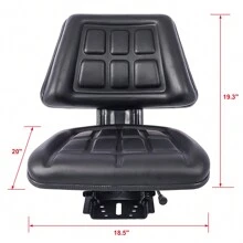 Tractor Seat W/ Backrest Black Slide Track Steel/PVC Compact Mower - 黑色 - 查看 2