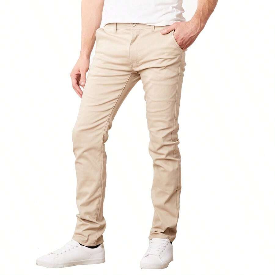 Men's Slim Fit Cotton Stretch Classic Chino Pants (Sizes, 30-40) - Màu Khaki - Xem 1