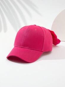 1pc Women's Bow Accent Adjustable Baseball Cap, Casual Outdoor Hat - Black - View 6