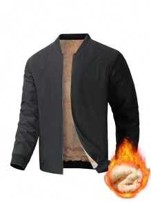 Men's Thermal Lined Baseball Collar Casual Jacket, Autumn Winter