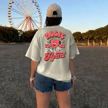 T-Shirt Street Style Sweatshirt Skater Street Fashion Tshirt Gringa Fashion Music Heart - Kem - Xem 4