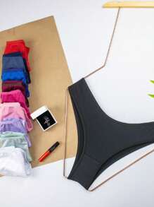 Kit Of 10 Microfiber Comfort Thong Panties, Plain And Printed, Assorted Colors, Women's Panties - 彩色 - 查看 9