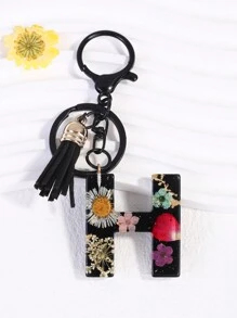 1 Móc khóa hình hoa cúc và chữ cái pha lê dành cho nữ, thích hợp làm quà tặng ngày lễ tình nhân, phụ kiện ô tô, túi xách, đồ dùng học tập, phong cách Goth Y2k dễ thương - màu đen - Xem 14