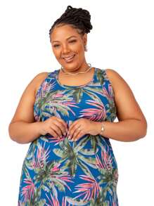 Women's Plus Size Loose Dress - Yellow - View 4