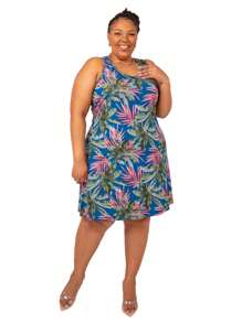 Women's Plus Size Loose Dress - Yellow - View 2