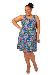Women's Plus Size Loose Dress - Yellow - View 1