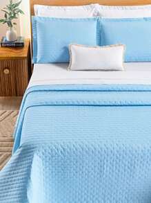 3 Piece King Size Bedspread Percale 200 Thread Count 80% Cotton And Embroidery Door With American Flap - 藍色 - 查看 2