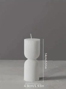2pcs/Set Creative Nordic Minimalist Striped Scented Candles, Handmade Solid Color Geometric Cylinder Fragrance Candles, Long Stem Candles, Wedding Birthday Party Decor, Room Decoration, Graduation Gift - White (French Vanilla) - View 7