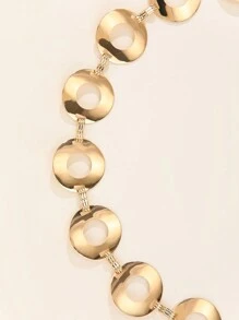 1件女士金属金色镂空圆形镜面腰链，可调节时尚腰带，适合日常、派对和送礼，夏季、学校、秋季、万圣节 - XY1053 - 查看 4