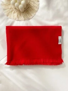 1pc Faux Cashmere Solid Color Short Tassel Scarf For Women, Fashionable Shawl Wrap Warm Neck Scarf, Suitable For Fall/Winter Accessories Women