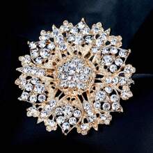 1 Pc Rhodium Silver Plated Clear Rhinestone Crystal Diamante Wedding Brooch Dress Accessories Pin For Clothes Bag Charm - Multicolor - View 13