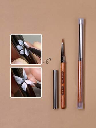 1pc Watercolor Painting Pen With Cap For Nail Art Design, Includes Butterfly, Flower Petal, Bamboo Leaf Patterns