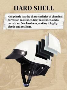 1入復古機車電動車騎行半頭盔，中性摩托車電動自行車安全帽，帶護目鏡，全季通用 - 白色 - 查看 3