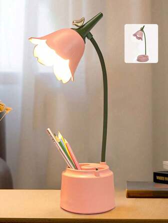 Luminária De Mesa Led Fashion Sem Fio, Luz Noturna Recarregável Com 3 Cores, Design De Luminária De Mesa De Flores Rosa Fofa, Para Jantar De Casais/mesa De Café/restaurante/quarto (2 Estilos)