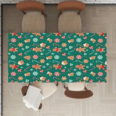 1 szt. Prezent świąteczny Drukuj Obrus, Prostokątny Obrus, Świąteczny Wystrój Jadalni, Obrus na Stół Na Święta