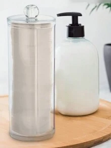 1 pièce Boîte de rangement transparente simple pour le stockage des tampons de maquillage et des accessoires, pour les vacances, la plage, la salle de bain, la chambre, grande capacité
