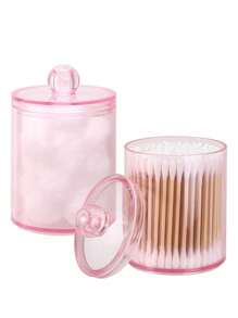 1 pièce Boîte de rangement transparente simple pour le stockage des tampons de maquillage et des accessoires, pour les vacances, la plage, la salle de bain, la chambre, grande capacité