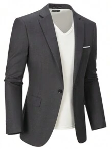 Men's Lightweight Black Business Suit Jacket, Slim Fit, Fashionable - Black - View 5