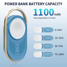 Sạc dự phòng Magsafe cho , Sạc dự phòng không dây từ tính 1100mAh kiểu móc khóa du lịch, Sạc nhanh cho Series 9/8/7/6/SE/5/4/3/2/UItra/UItra 2 Nan - Màu xanh lam - Xem 5