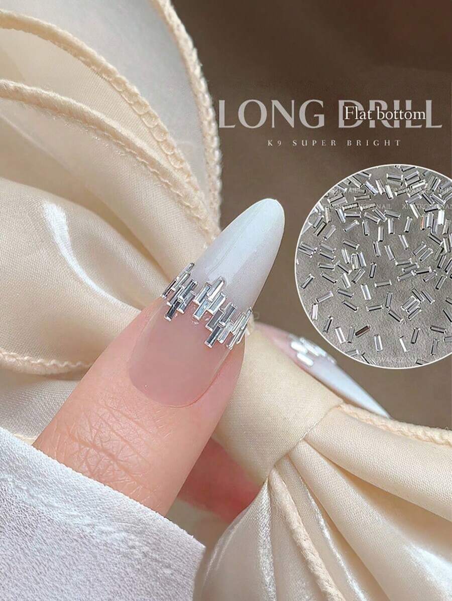 HMQ beauty 50件迷你長方形水晶鑽美甲裝飾品，美甲飾品配件美甲飾件