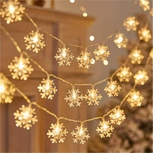 1 Peça Luz de Cordão de Floco de Neve de Natal de 1,5 m/4,92 pés, 3 m/9,84 pés ou 6 m/19,69 pés, LED de 3 cores (quente, branco, colorido), cria ambiente romântico, adequado para uso interno, externo, quarto, jardim, barraca, parapeito de janela, casamento, Natal, festa, decoração, decoração de quarto, decoração de Natal, iluminação de Natal, decoração de quarto, decoração de casa, decoração de festa, decoração de feriados, festival de Natal, presente de Natal, decoração de árvore de Natal, enfeites