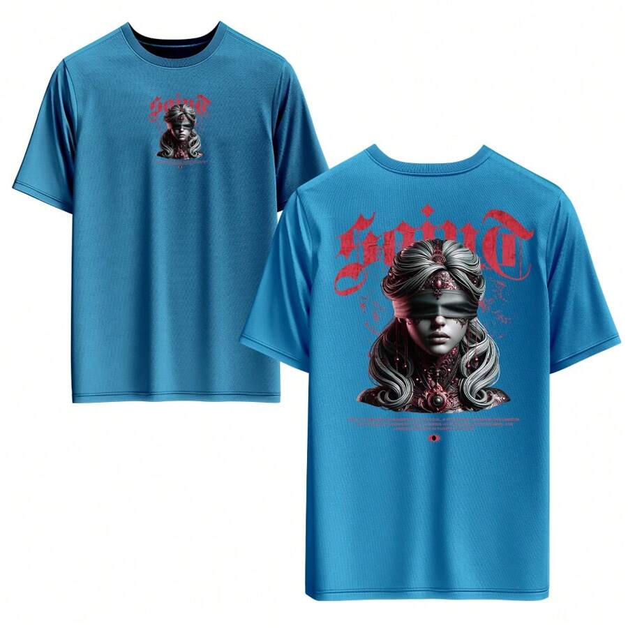 Unisex 100% Cotton T-Shirt With Front And Back Print Streetwear And Round Neck. - 查看 1