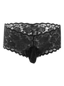 Calzon De Encaje Cachetero Para Hombre Sexy Ropa Interior - Negro - Ver 1