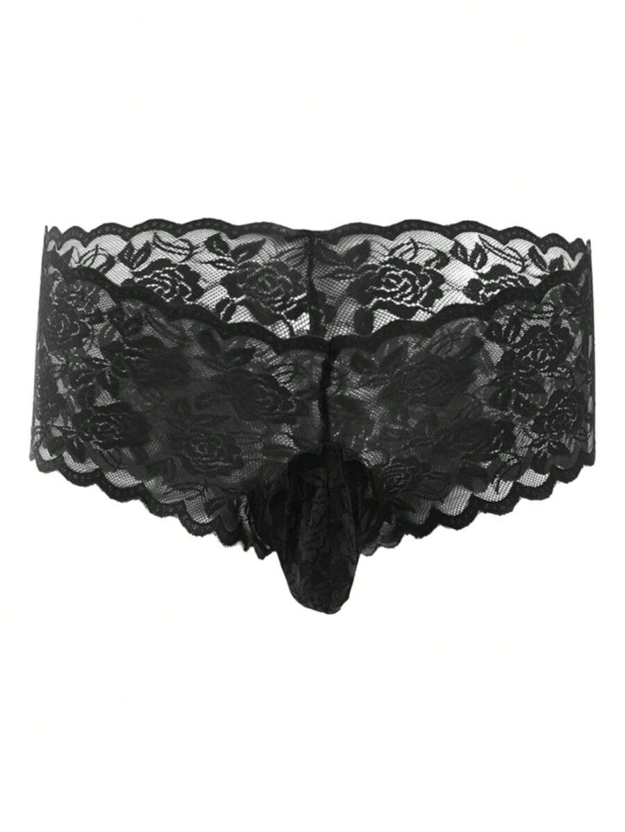 Calzon De Encaje Cachetero Para Hombre Sexy Ropa Interior - Negro - Ver 1