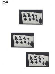 一套3个个性化扑克骰子刺绣贴片，涤纶纤维缝制，可熨烫，DIY服装装饰配件，适用于背包、牛仔裤、夹克、T恤、帽子、连衣裙等。 - 彩色 - 查看 17