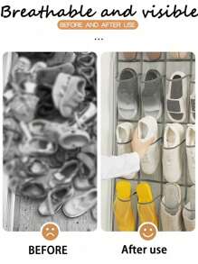 1入組多功能可折疊鞋收納袋,配有門後掛鉤（24/28格）適用於旅行和家居使用