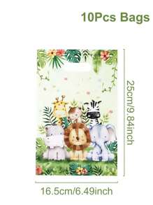 10 Stk/25 Stk/50 Stk Geschenktüten mit Dschungeltier-Motiv, Dschungel Motto Party Deko, Geburtstagsparty Favors, Geschenkverpackung, Baby-Dusche Party Geschenktüten, Accessoires für Boutiquen, Einkaufstüten, Weihnachten