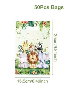 10 Stk/25 Stk/50 Stk Geschenktüten mit Dschungeltier-Motiv, Dschungel Motto Party Deko, Geburtstagsparty Favors, Geschenkverpackung, Baby-Dusche Party Geschenktüten, Accessoires für Boutiquen, Einkaufstüten, Weihnachten