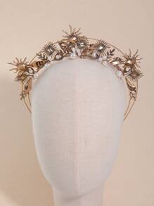 1 pièce Serre-tête en métal à motif soleil, décoration à double couche, convient pour les occasions festives