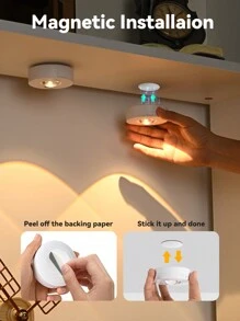 1 件/3 件 RGB 无线聚光灯、带遥控器的 LED 冰球灯、电池供电的无线 LED 夜灯、带遥控器的可充电投影灯、可调光的橱柜下灯，用于绘画图片艺术品壁橱照明走廊浴室卧室厨房橱柜楼梯家居装饰 - Warm/White/Neutral+9 RGB Color - 查看 8