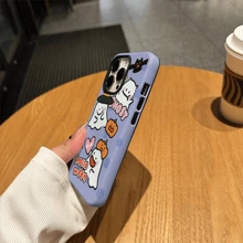 Halloween 1pc 2-In-1 Funny Ghost Satin Textured 3D Creative Pattern Phone Case Compatible With Iphone