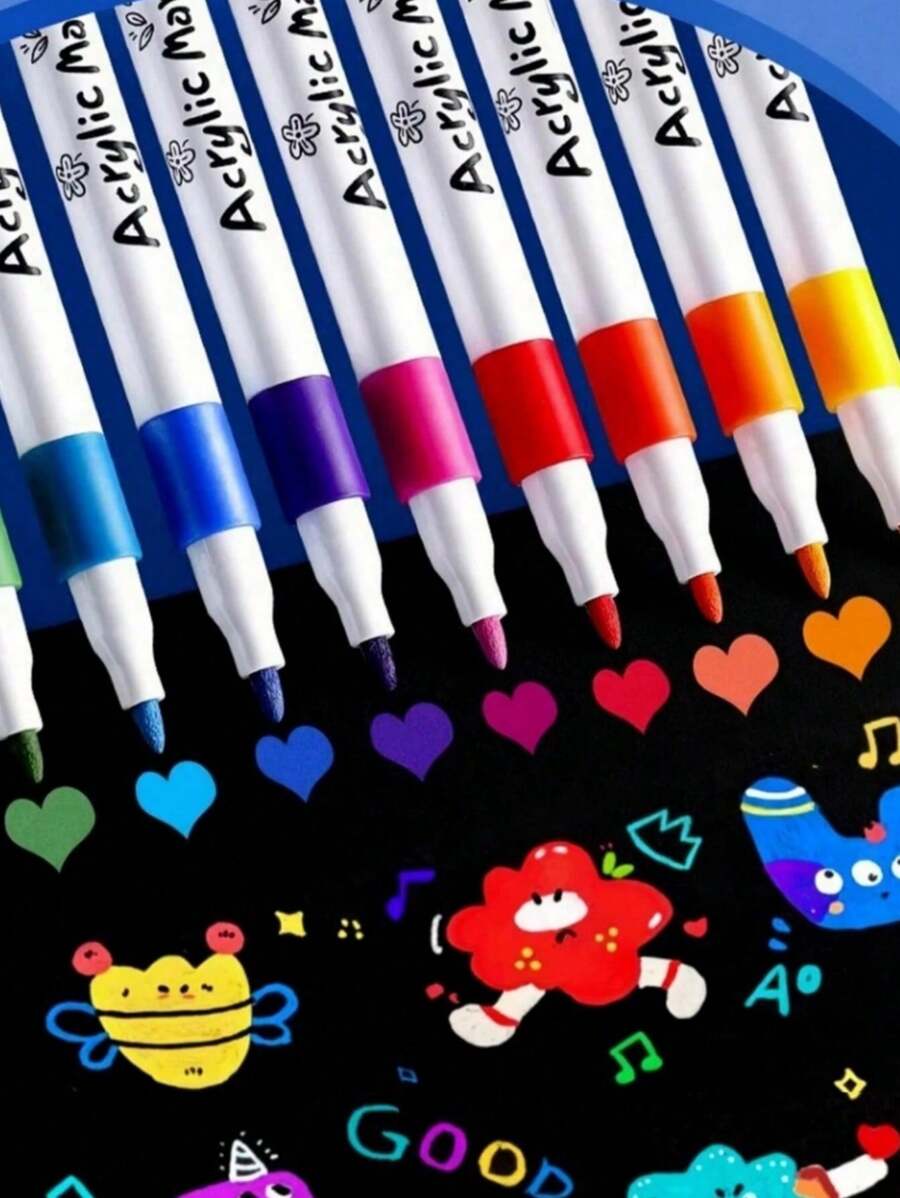 60 Colors WaterBased Acrylic Marker Pens, And Odorless, Washable, For
