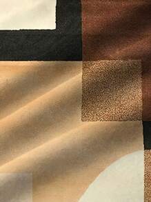 Áo sơ mi nam tay ngắn in kỹ thuật số 3D khối màu hình học cổ điển cỡ lớn, nhẹ, thoáng khí, nhanh khô, có túi cài áo - Màu Khaki - Xem 4