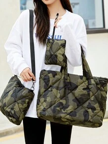 Bộ 3 túi đeo vai du lịch/thể thao có đệm: Túi đeo vai chần bông dung tích lớn, Túi đệm mềm đa chức năng và Túi cầm tay/đeo vai rộng rãi. Thích hợp cho đi làm, du lịch, hoạt động ngoài trời dành cho cả nam và nữ. - Nhiều màu - Xem 3