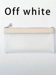 1pc Cute Matte Semi-Transparent Pencil Case, Students Zipper Pencil Pouch, Stationery Bag, Back To School Essential Back To School,Pencil Pouch,School Bag