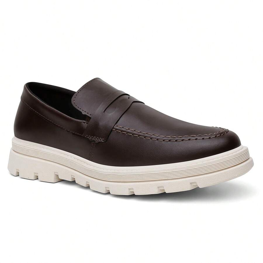 Men's Oxford Shoes Modern Platform Comfortable Elegant - Coffee Brown - View 1