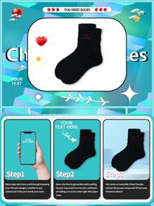 1 par de calcetines divertidos con diseño bordado personalizado para hombres, calcetines de invierno forrados térmicos y gruesos de media Terylene con texto bordado personalizado, calcetines de casa de terciopelo coral antideslizantes, calcetines con agarre impresos personalizables, adecuados para el Día de San Valentín, regalos de cumpleaños y otras ocasiones