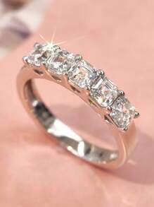 1枚奢华立方氧化锆戒指，女士婚礼订婚派对珠宝情人节礼物 - 4# - 查看 5