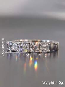 1枚奢华立方氧化锆戒指，女士婚礼订婚派对珠宝情人节礼物 - 4# - 查看 6