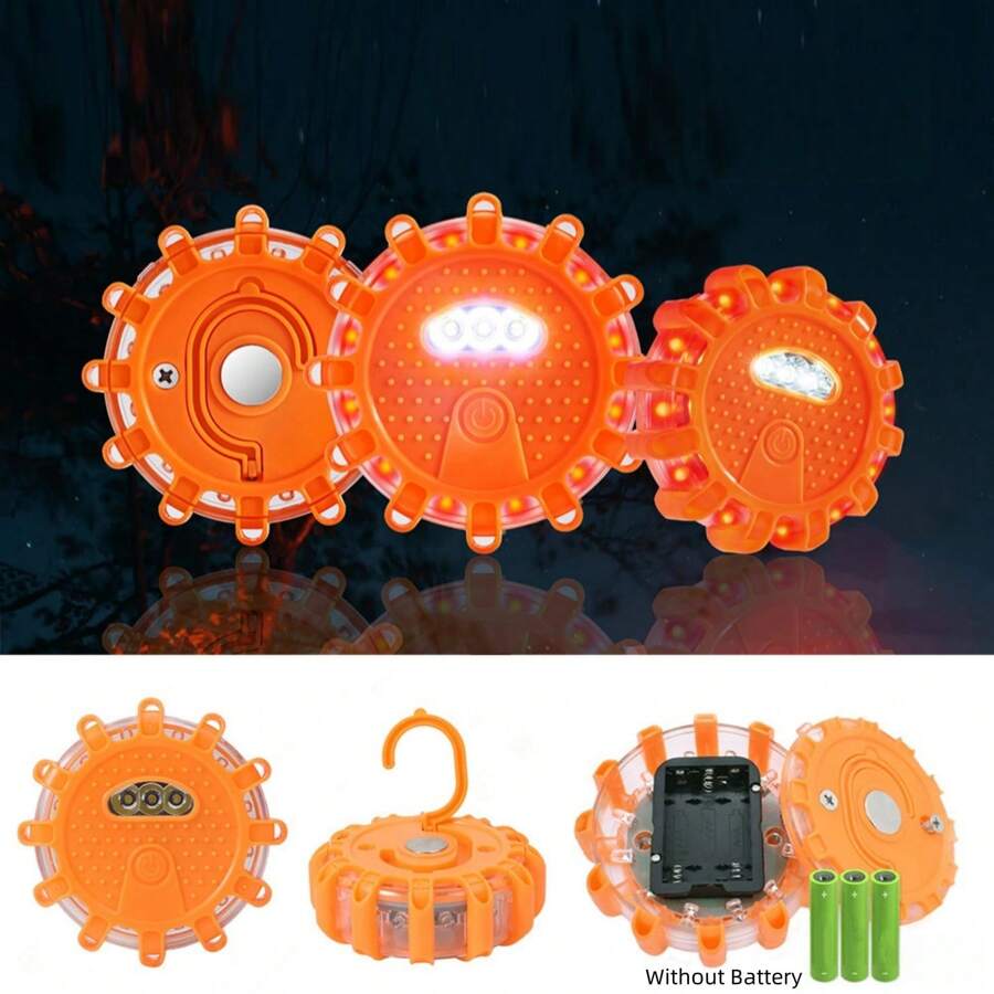 1 đèn LED chiếu sáng đường khẩn cấp, đèn nhấp nháy tín hiệu ven đường, đèn cảnh báo giao thông, đèn chắn nhấp nháy, đèn chắn nhấp nháy từ tính, đèn cảnh báo, 12 đèn LED vàng/đỏ/cam + 3 đèn LED SMD độ sáng cao, đế và móc từ tính, dành cho xe cộ/xe tải/thuyền | 9 chế độ nhấp nháy (không bao gồm pin)