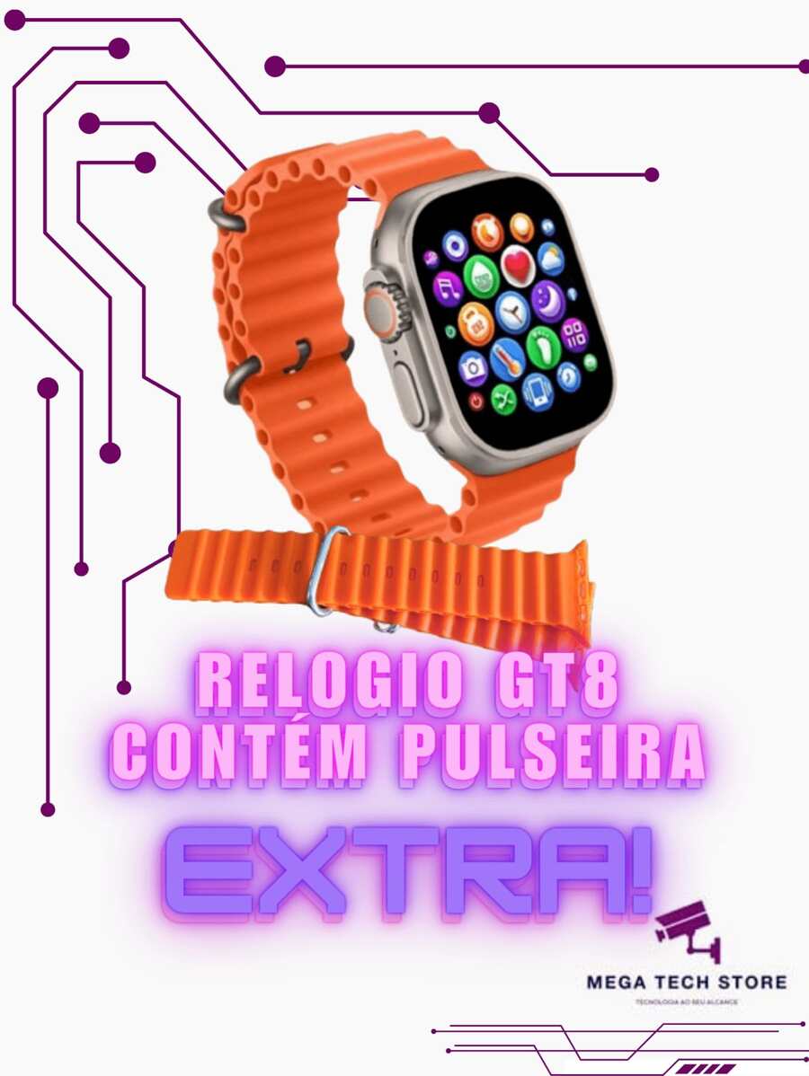 Smartwatch Gt8 Ultra Smart Watch 49mm Answers Call + Gift Bracelet Random Colors Original Immediate Shipping - 橘色+手鍊 - 查看 1